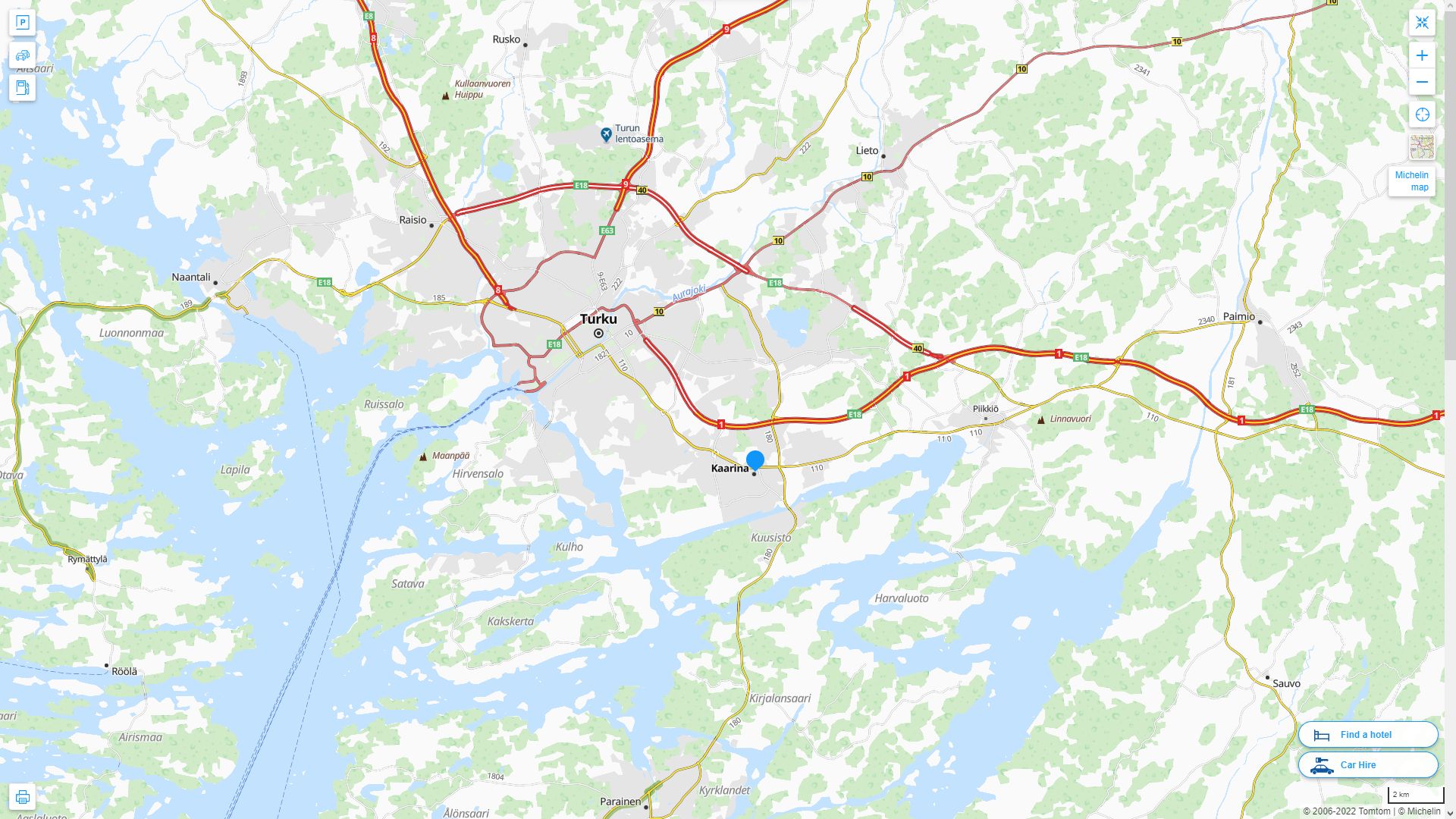 Kaarina Finlande Autoroute et carte routiere